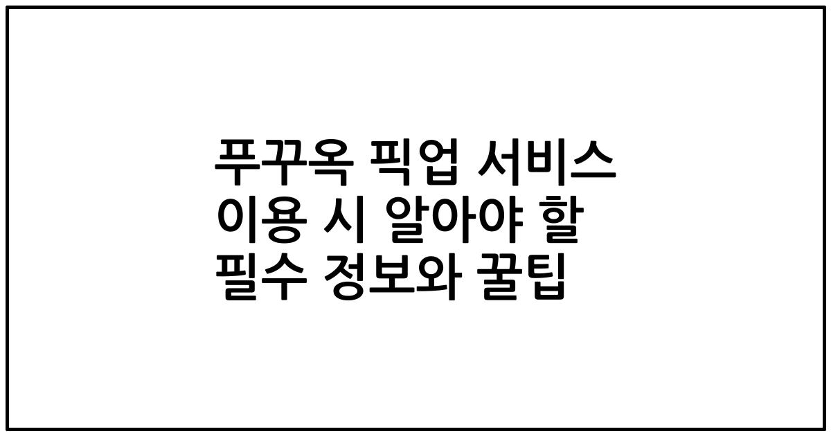 푸꾸옥 픽업 서비스 이용 시 알아야 할 필수 정보와 꿀팁