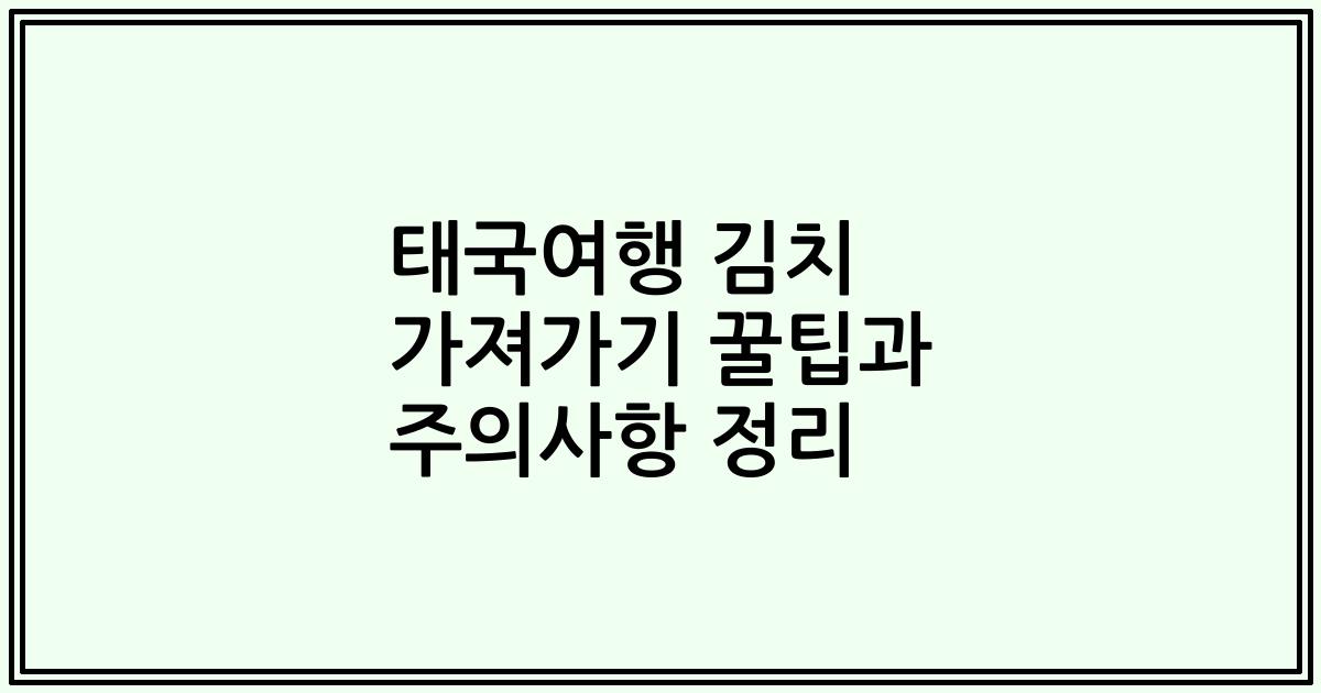 태국여행 김치 가져가기 꿀팁과 주의사항 정리