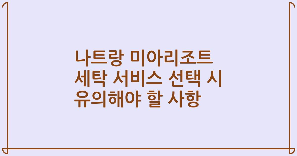 나트랑 미아리조트 세탁 서비스 선택 시 유의해야 할 사항
